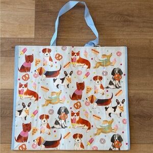 Summer snacks dog print reusable tote bag